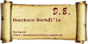 Doszkocs Borbála névjegykártya