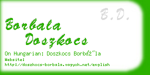 borbala doszkocs business card